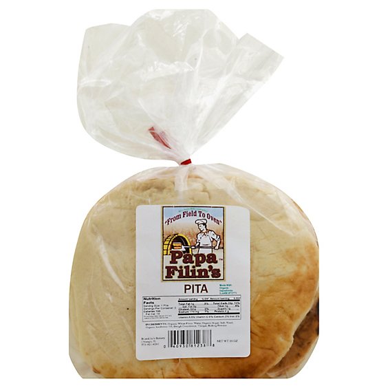 Papa Filins Bread Pita White Organic - 22 Oz