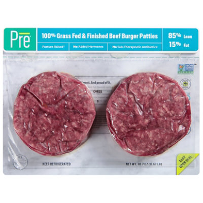 Pre Beef Ground Beef Patties 85% Lean 15% Fat - 10.6 Oz - Image 1