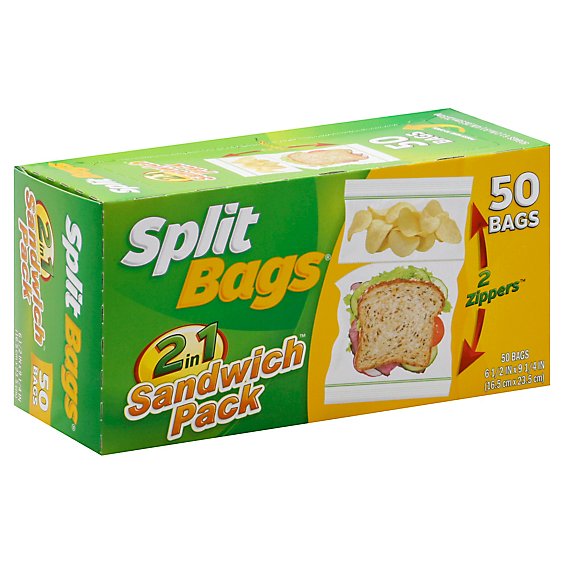 Split 2 In 1 Sandwich Bags - 50 Count