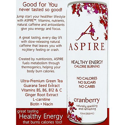 Aspire Energy Drink Healthy Energy Cranberry Box - 4-12 Fl. Oz. - Image 3