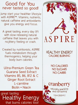 Aspire Energy Drink Healthy Energy Cranberry Box - 4-12 Fl. Oz. - Image 3