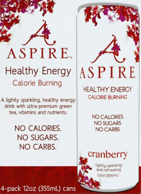 Aspire Energy Drink Healthy Energy Cranberry Box - 4-12 Fl. Oz. - Image 2