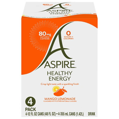 Aspire Energy Drink Healthy Energy Mango Lemonade Box - 4-12 Fl. Oz. - Image 3