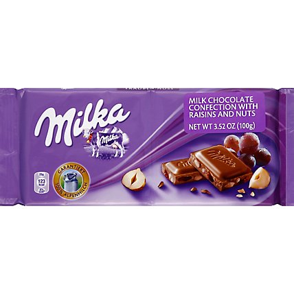 Milka Alpine Milk Chocolate Raisins And Nuts - 3.52 Oz - Image 2