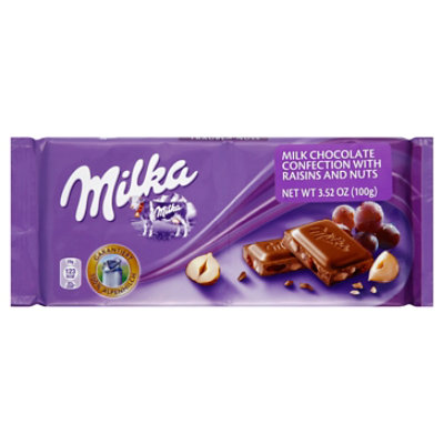 Milka Alpine Milk Chocolate Raisins And Nuts - 3.52 Oz