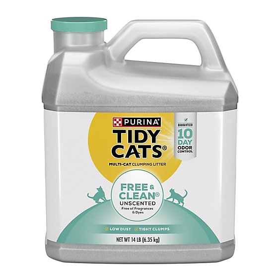 Purina Tidy Cats Cat Litter Clumping Free & Clean For Multiple Cats Unscented Jug - 14 Lb