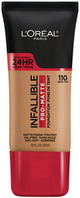 L'Oreal Paris Infallible Pro-Matte Blendable Foundation Oil Free 110 Creme Cafe - 1 Fl. Oz. - Image 1