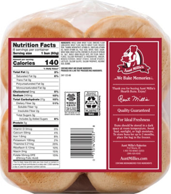 Aunt Millies Hearth Whole Grain Hamburger Buns 8 Count - Image 6