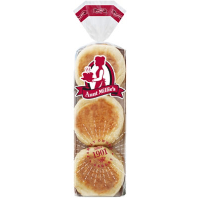 Aunt Millies 98% Fat Free Sourdough English Muffins 6 Count - Image 1