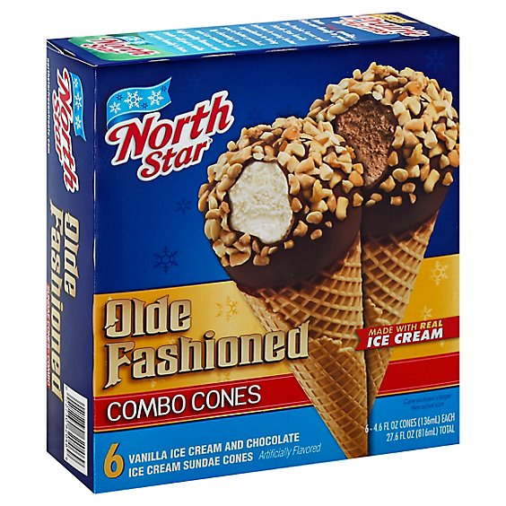 North Star Ice Cream Sundae Cones Olde Fashioned Combo 6 Count - 27.6 Fl. Oz.