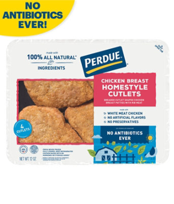 PERDUE No Antibiotics Ever Refrigerated Homestyle Breaded Chicken Breast Cutlet Tray - 12 Oz - Image 1