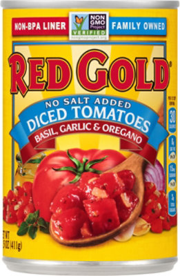 Red Gold Basil Garlic And Oregano Diced Tomatoes - 14.5 Oz - Image 2