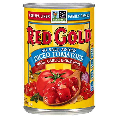 Red Gold Basil Garlic And Oregano Diced Tomatoes - 14.5 Oz