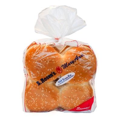 S.Rosens Buns Mary Ann Sesame Plain Hamburger Buns - 8 Count - Image 1