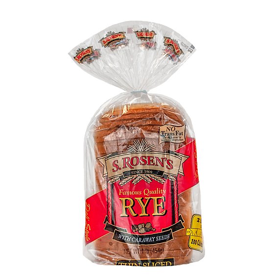 S.Rosens Thin Cut Seeded Rye Bread - 16 oz.