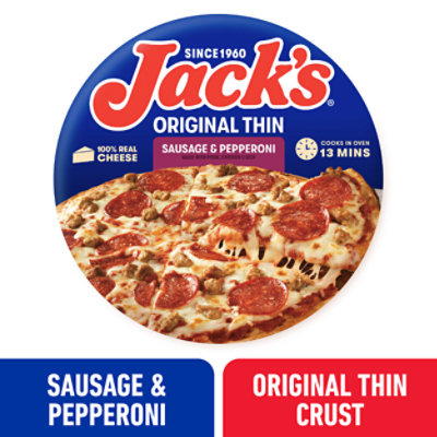 Jack's Original Thin Crust Sausage and Pepperoni Frozen Pizza - 15 Oz - Image 1