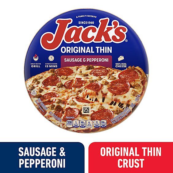 Jack's Original Thin Crust Sausage and Pepperoni Frozen Pizza - 15 Oz