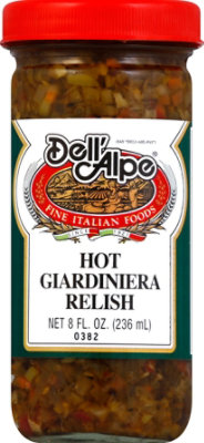 Dell Alpe Hot Giardiniera Relish Glass Jar - 8 Oz - Image 2