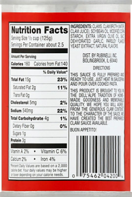Dell Alpe White Clam Sauce - 10.5 Oz - Image 3