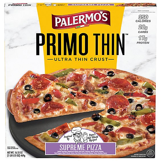 Palermos Pizza Primo Thin Supreme Frozen - 16.55 Oz