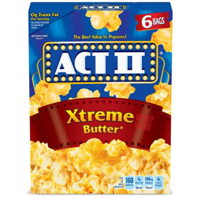 Act II Xtreme Butter Microwave Popcorn - 6-2.75 Oz - Image 1