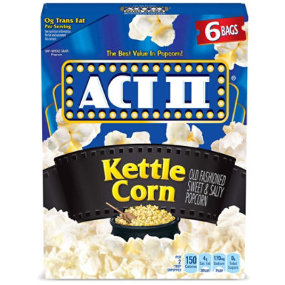Act II Kettle Corn Microwave Popcorn - 6-2.75 Oz - Image 1