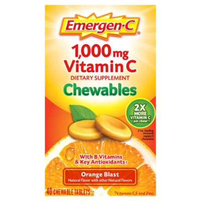 Emergen-C 1000 mg Vitamin C Orange Blast Chewables - 40 Count - Image 1