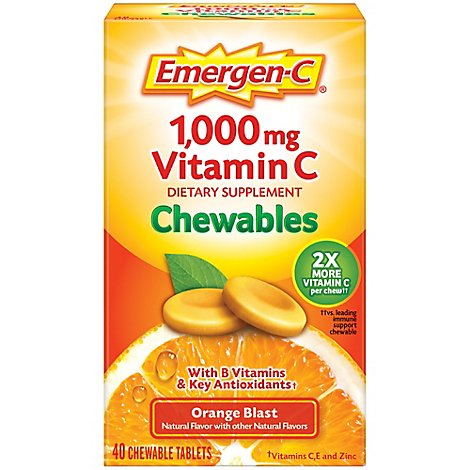 Emergen-C 1000 mg Vitamin C Orange Blast Chewables - 40 Count