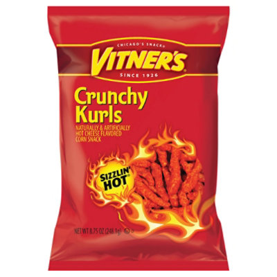 Vitners Kurls Crunchy Sizzlin Hot Cheese Big Bag - 8.75 Oz - Image 3