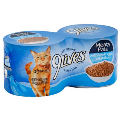 9Lives Cat Food Wet Meaty Pate with Real Ocean Whitefish Wrapped - 4 - 5.5 Oz - Image 1