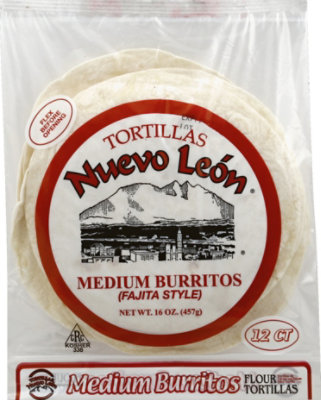 Tortillas Nuevo Leon Burritos Medium Fajita Style, 16.0 Oz - 16 Oz - Image 2