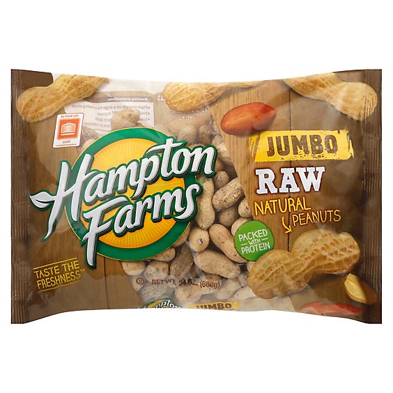 Hampton Farms Peanuts Natural Raw - 24 Oz