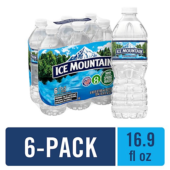 Ice Mountain Natural Spring Water No Flavor - 6-16.9 Fl. Oz.