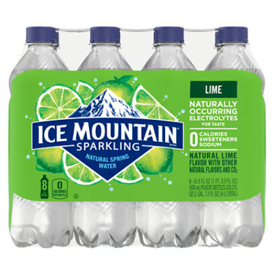 Ice Mountain 100% Natural Spring Water Sparkling Zesty Lime - 8-16.9 Fl.  Oz. - Carrs