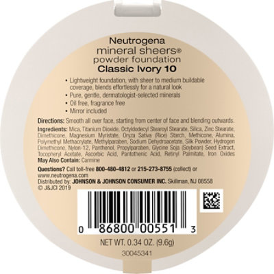 Neutrogena Mineral Sheers Foundation Powder Classic Ivory 10 - 0.34 Oz - Image 5