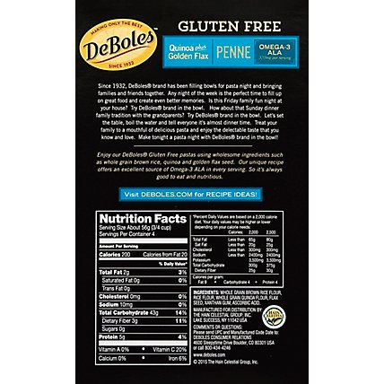 Deboles Quinoa Plus Golden Flax Gluten Free Penne, 8 Oz - 8 Oz - Image 3