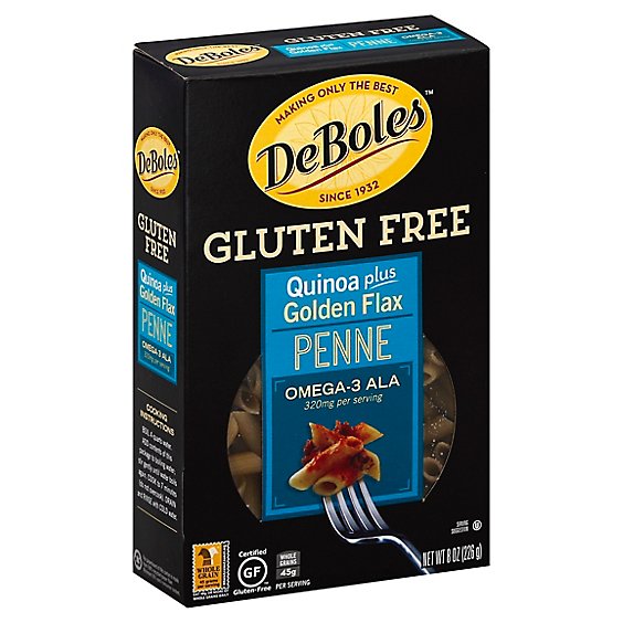Deboles Quinoa Plus Golden Flax Gluten Free Penne, 8 Oz - 8 Oz