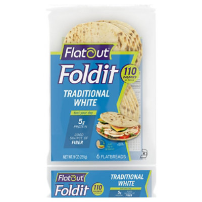 Flatout Traditional White Foldit Flatbread - 9 Oz - Image 1