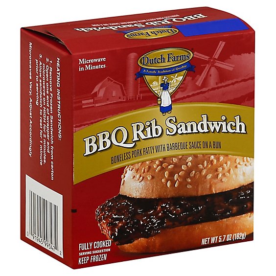 Dutch Farms Bbq Rib Sandwich - 5 Oz
