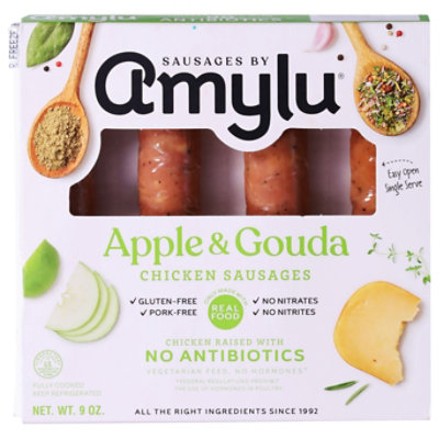 Sausages by Amylu Antibiotic Free Apple Gouda Chicken Sausages - 9 Oz. - Image 3