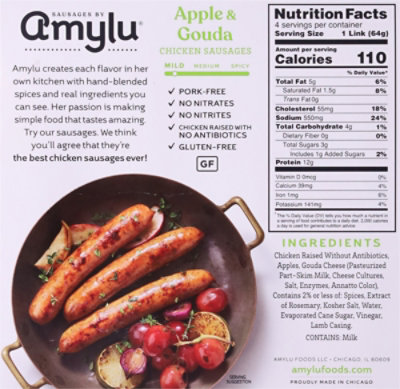 Sausages by Amylu Antibiotic Free Apple Gouda Chicken Sausages - 9 Oz. - Image 6