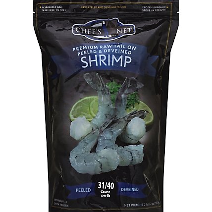 waterfront BISTRO Shrimp Raw Peeled & Deveined Tail On Large 31 To 40 Count - 32 Oz