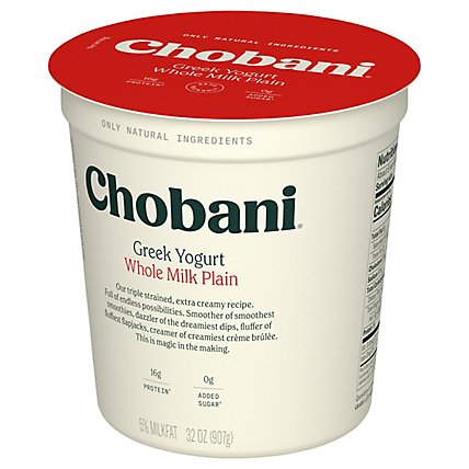 Chobani Yogurt Greek Whole Milk Plain - 32 Oz - Image 2