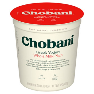 Chobani Whole Milk Plain Greek Yogurt - 32 Oz