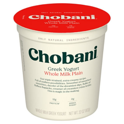 Chobani Whole Milk Plain Greek Yogurt - 32 Oz - Image 1