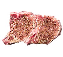 Meat Service Counter Pork Chops Seasoned Thin Cut Bone In - 0.75 LB