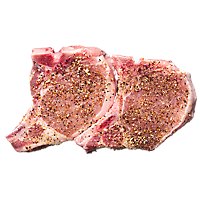 Meat Service Counter Pork Chops Seasoned Thin Cut Bone In - 0.75 LB - Image 1