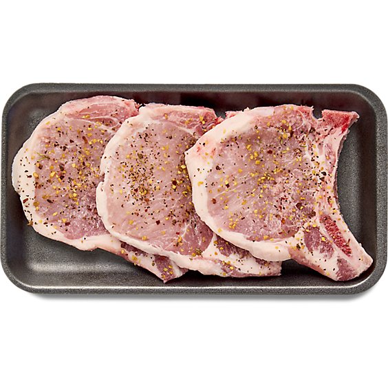 Meat Counter Pork Chops Seasoned Thin Cut Boneless - 0.75 LB