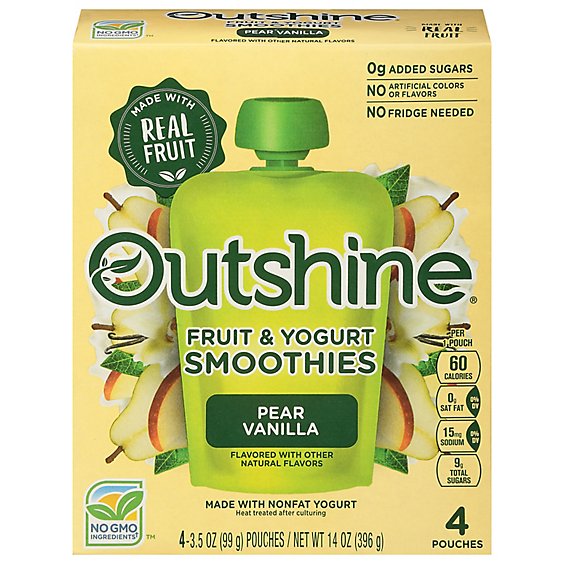 Outshine Pear Vanilla Smoothies - 4 - 3.5 Oz. 