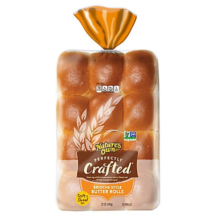 Natures Own Perfectly Crafted Brioche Style Butter Rolls Non-GMO Dinner Rolls 12 Count - 12 Oz - Image 2